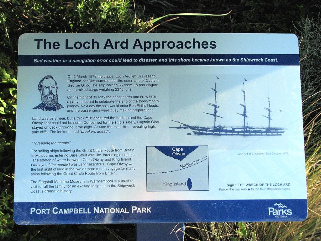 Loch Ard tablica informacyjna na trasie Great Ocean Road Australia