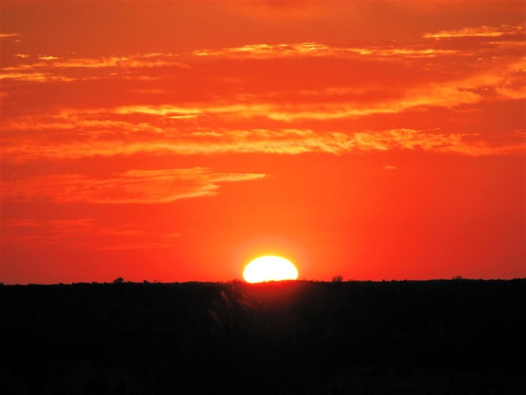 czerwony zachód słońca nad australijską pustynią