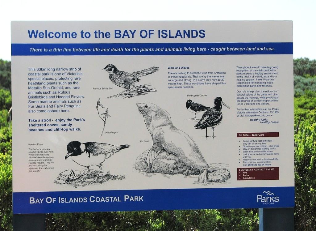 tablica informacyjna w Bay of Islands Great Ocean Road Australia