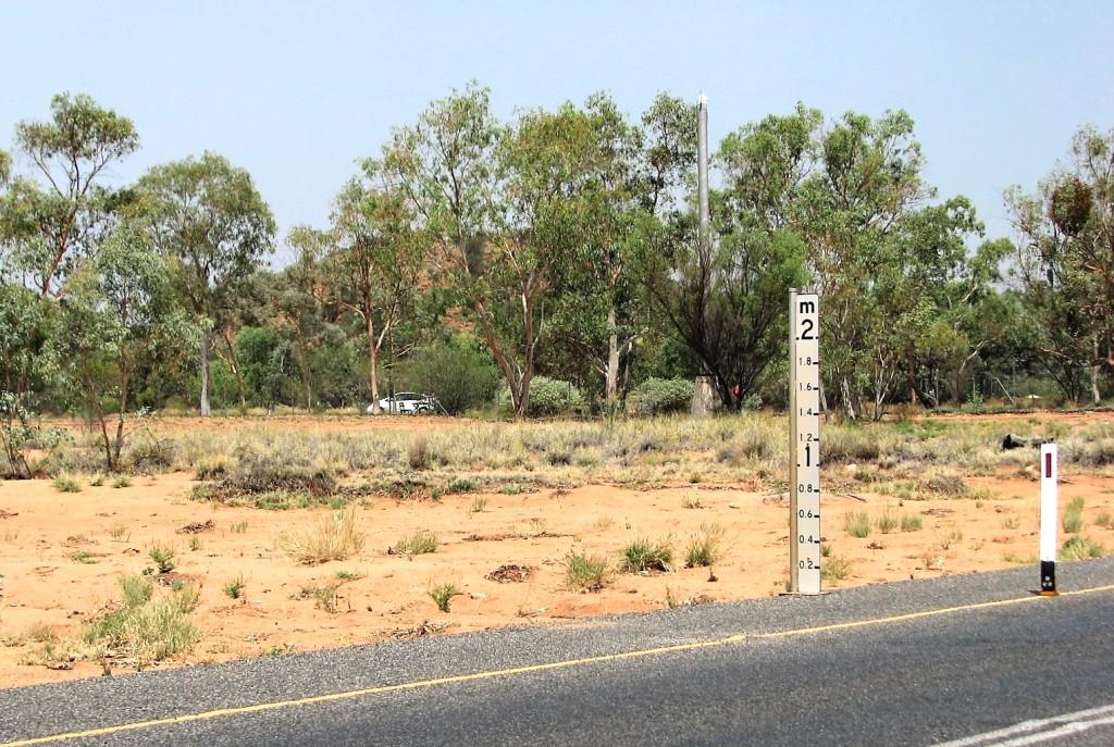 wskaźnik stanu wody na rzece Todd w Alice Springs