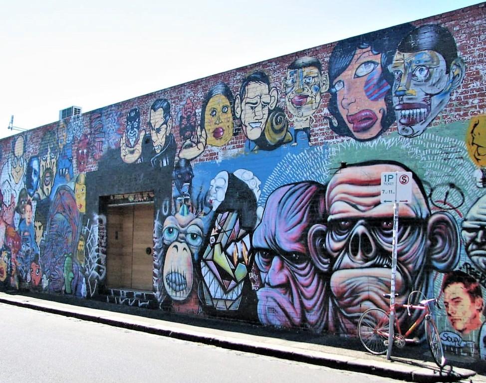 malowana ściana w dzielnicy Fitzroy Melbourne